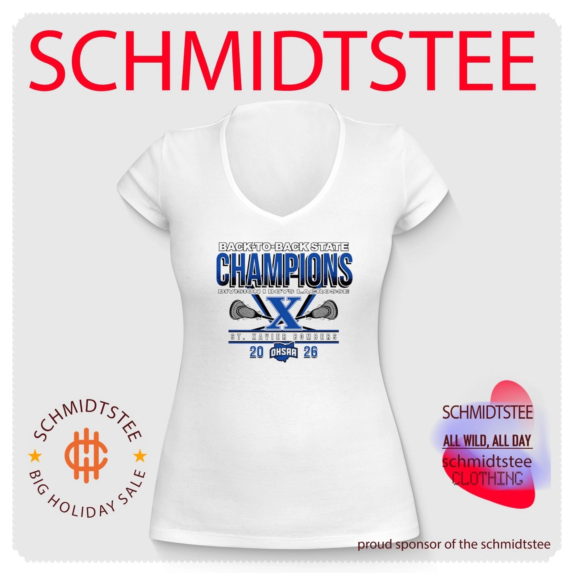 St. Xavier Bombers 2026 OHSAA Boys Lacrosse D1 Back-To-Back State Champions shirt