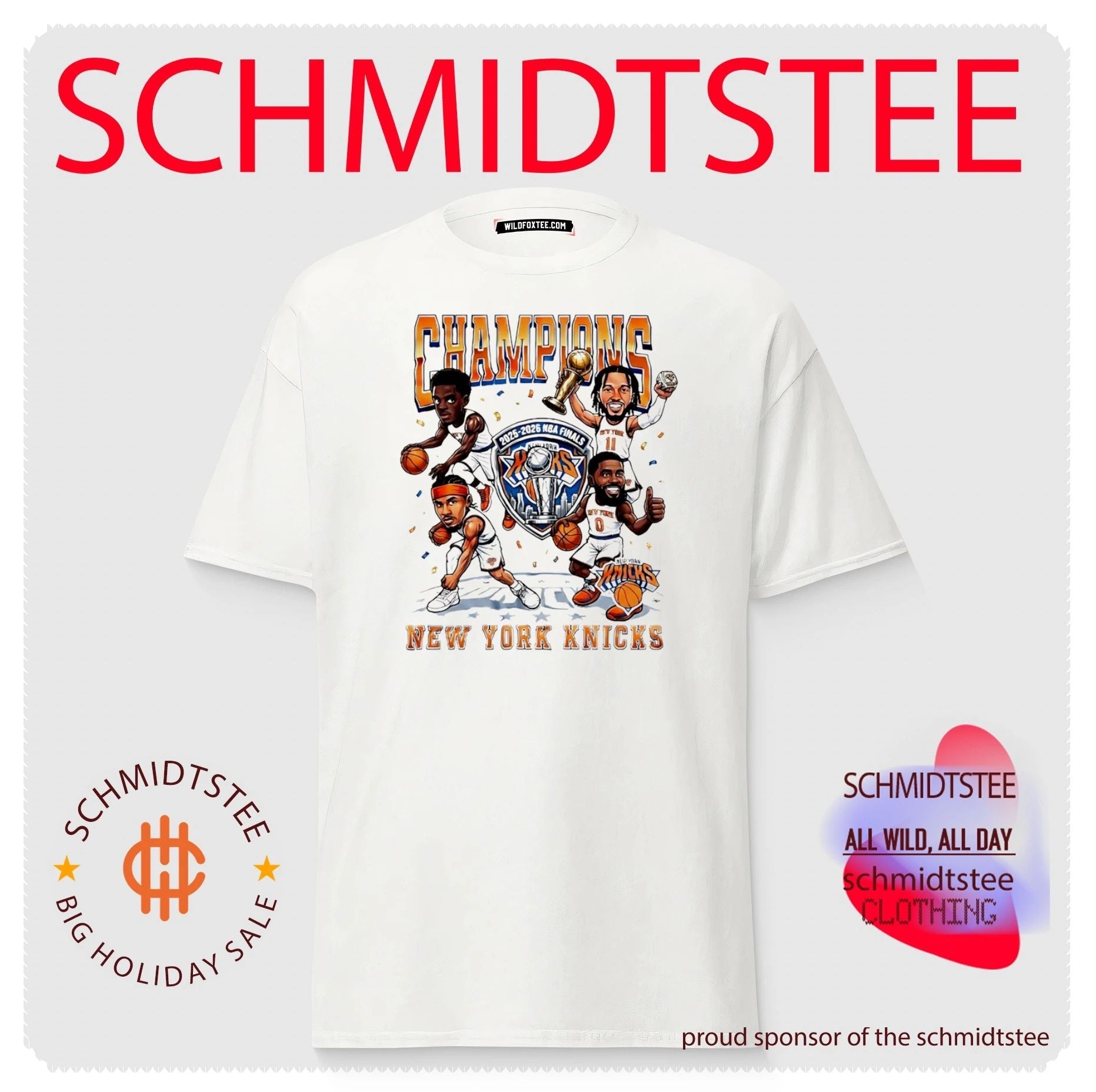 New York Knicks 2025 2026 Finals Champions Trophy Caricature Shirt