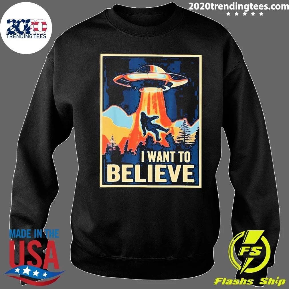 Bigfoot Ufo I Want To Believe Parody Sci Fi Television Show Shirt