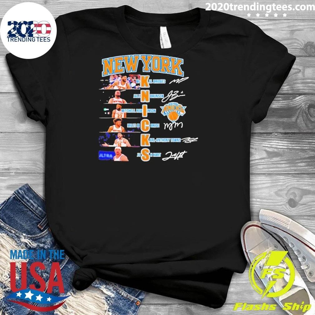 Jalen Brunson Karl-anthony Towns Mikal Bridges New York Knicks Basketball Nba 2026 Signatures Shirt