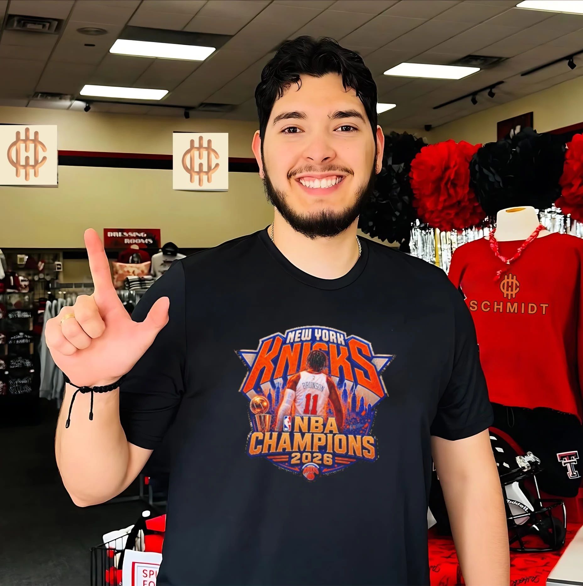 Brunson New York Knicks 2026 NBA Champions behind shirt
