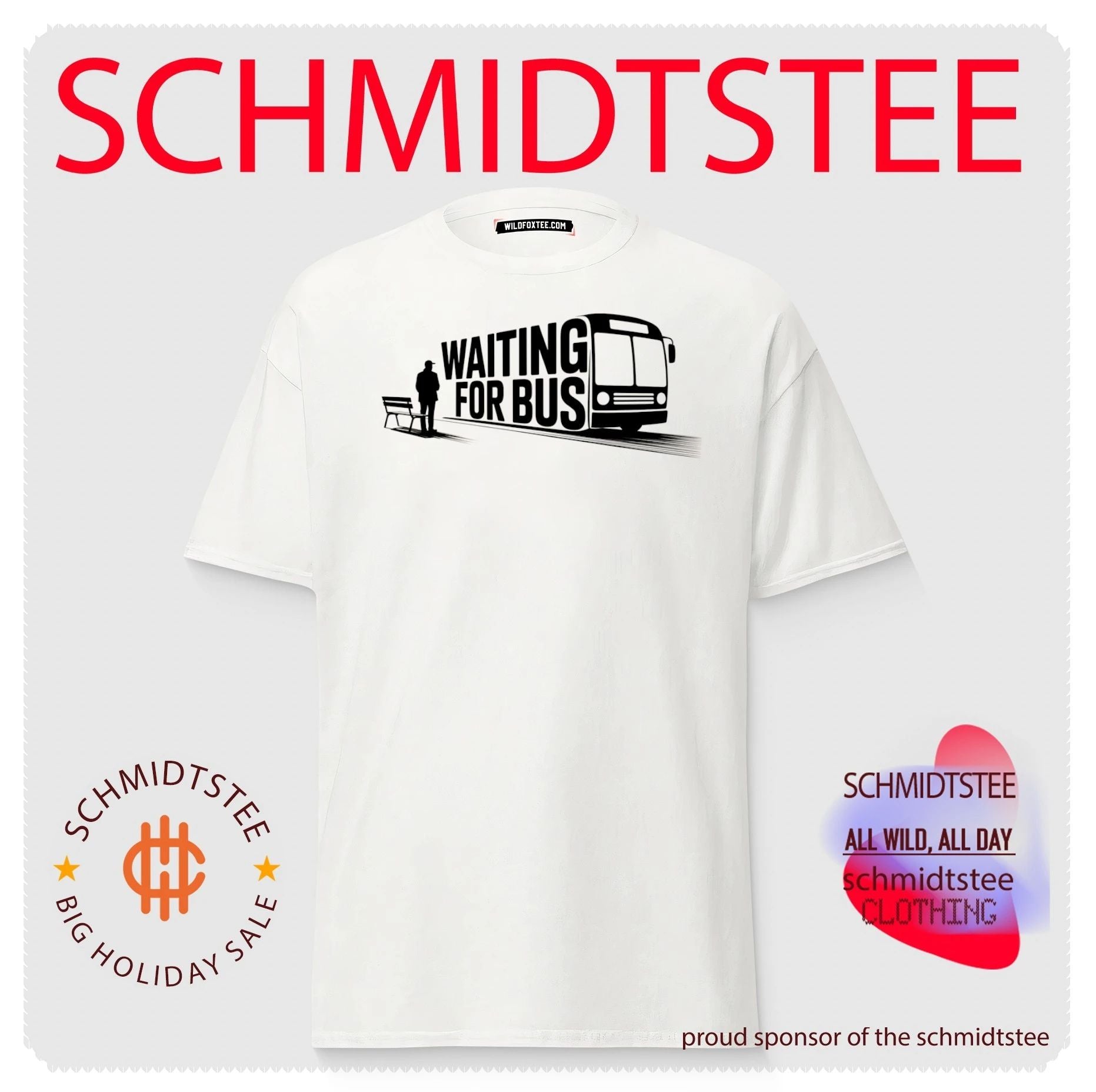Waiting for bus public transport minimalist typography shirt