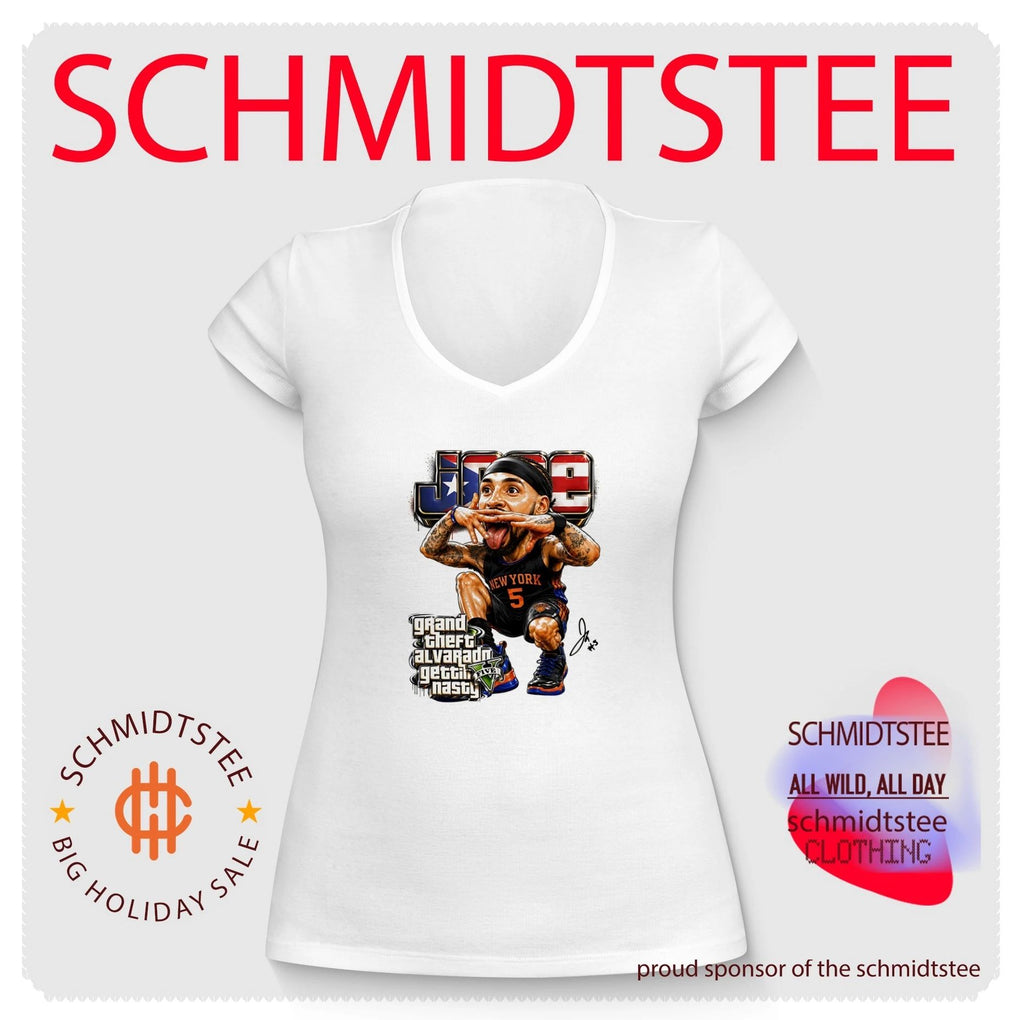 New York Knicks Jose Alvarado GTA getting nasty caricature shirt