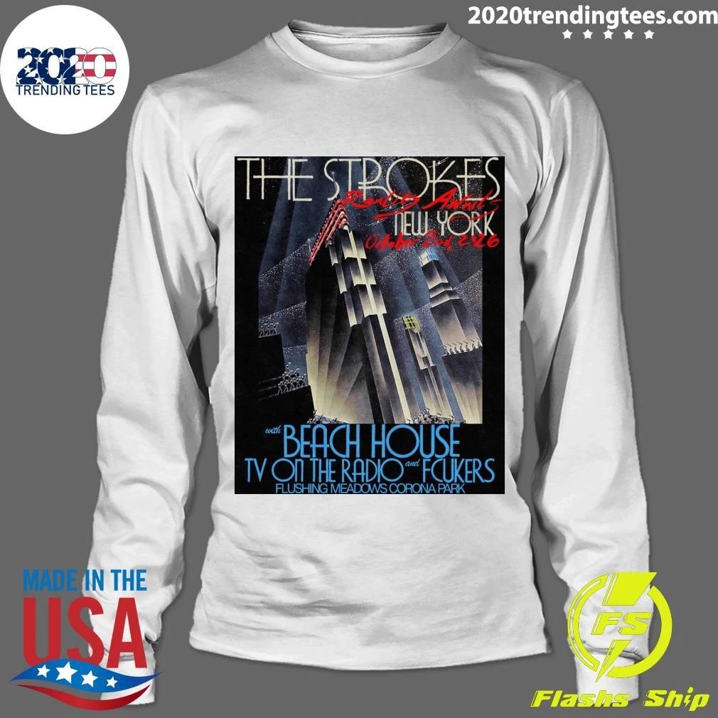 The Strokes October 2nd 2026 Queens New York with Beach House Tv On The Radio and Fcukers Flushing Meadows Corona Park Shirt