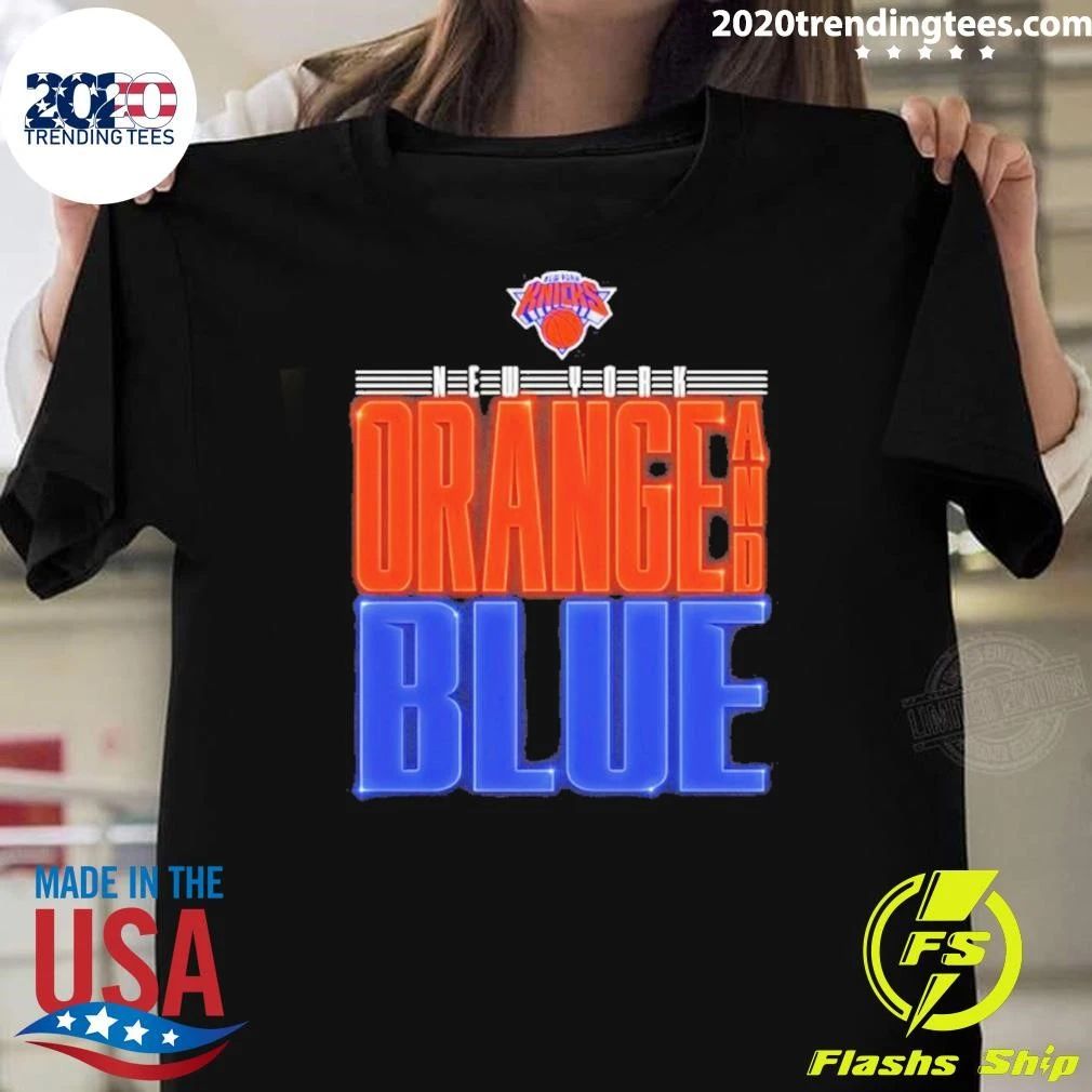 New York Knicks Orange And Blue Graphic Shirt