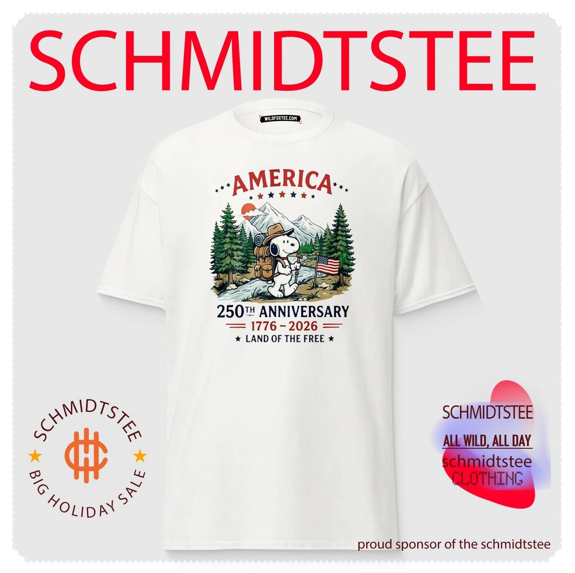 America 250Th Anniversary Snoopy Hiking Land Of The Free Shirt