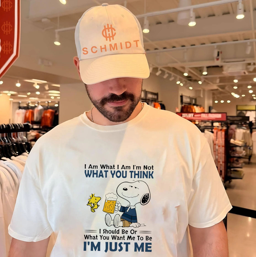 I Am Just Me Snoopy Drinking Beer Peanuts shirt