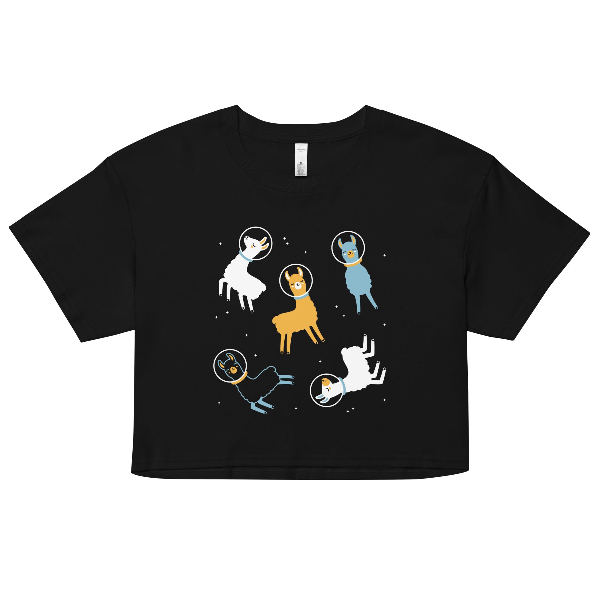 Llamas In Space Women's Crop Tee
