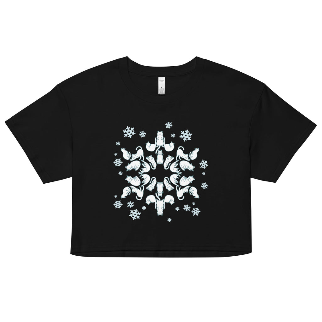 Cat Snowflake Women's Crop Tee