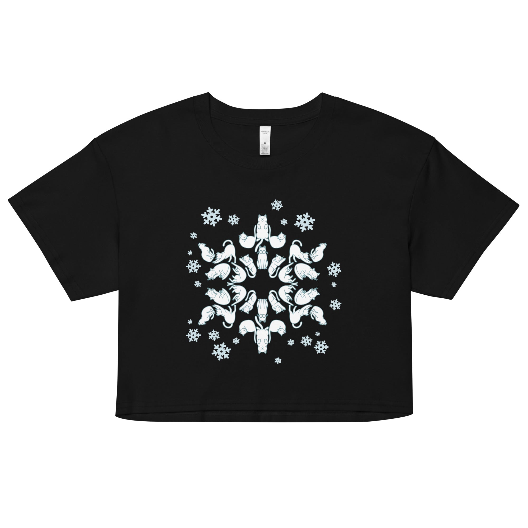 Cat Snowflake Women's Crop Tee