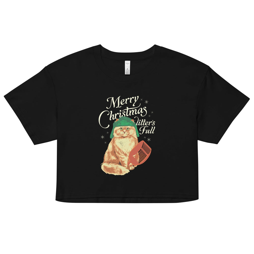 Merry Christmas Litter's Full Women's Crop Tee