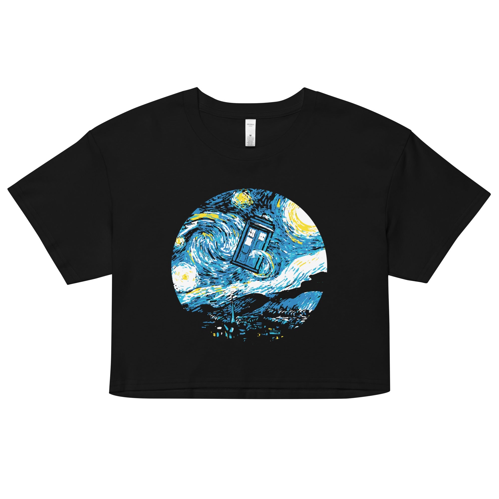 Starry Night Police Box Women's Crop Tee