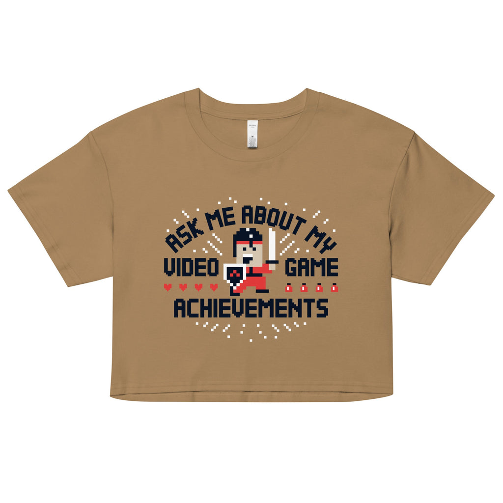 Ask Me About My Video Game Achievements Women's Crop Tee