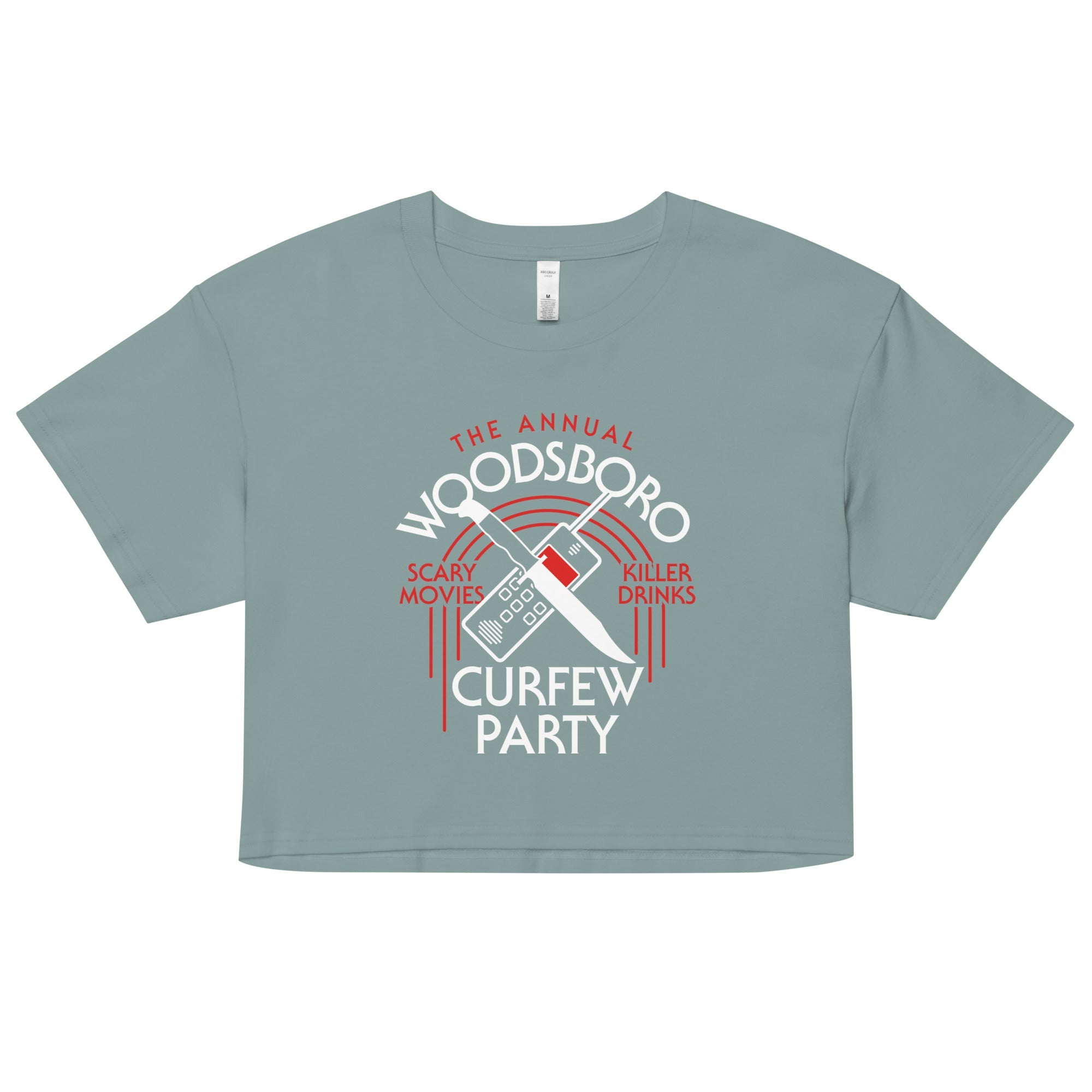 Woodsboro Curfew Party Women's Crop Tee