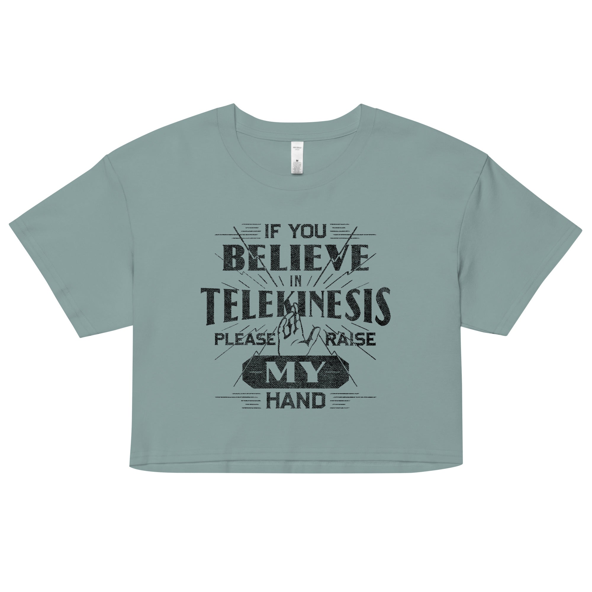 If You Believe In Telekinesis Please Raise My Hand Women's Crop Tee
