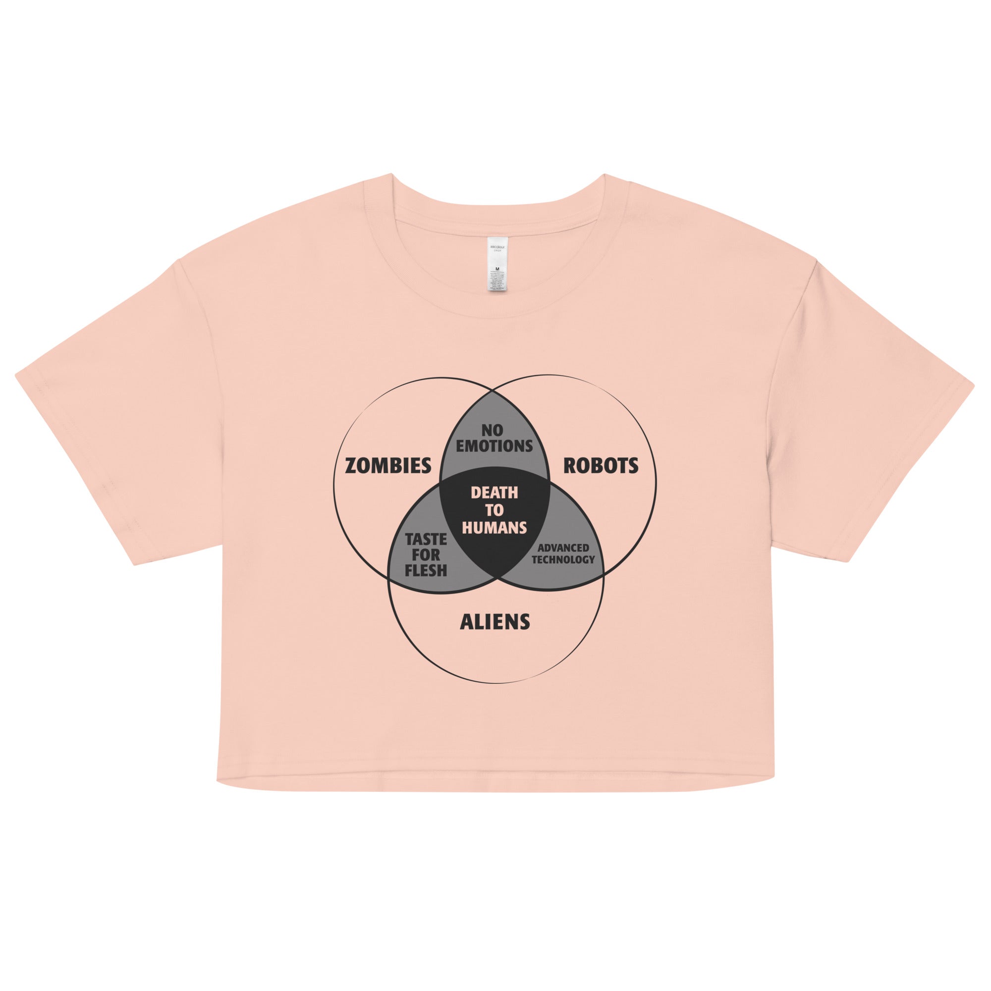Zombies, Robots, and Aliens Venn Diagram Women's Crop Tee