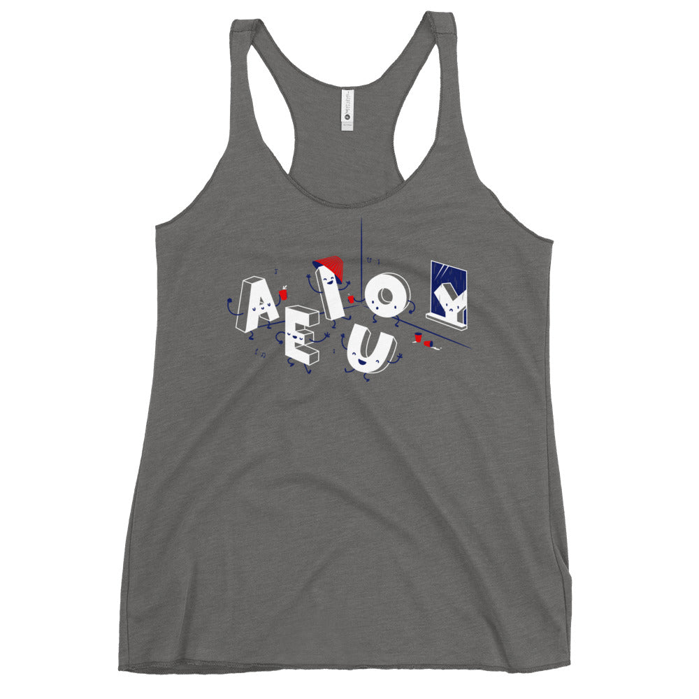 Vowel Party Time Women's Racerback Tank