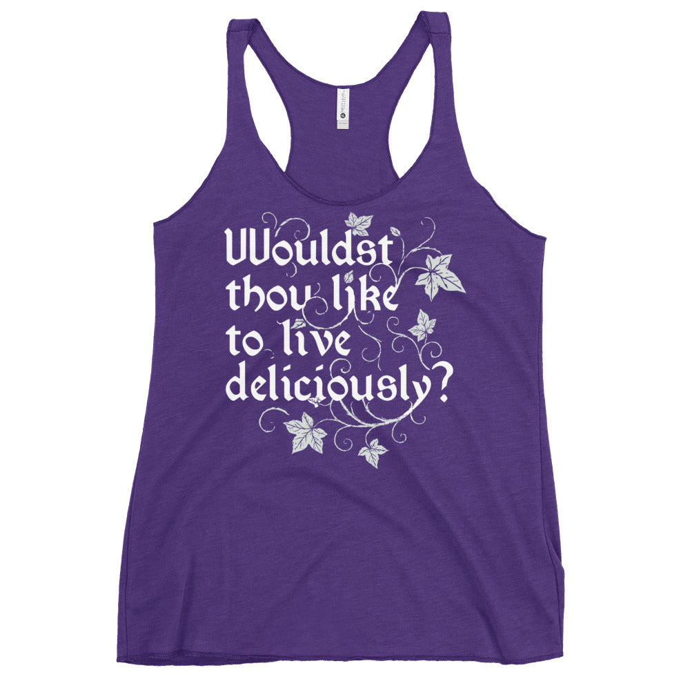 Wouldst Thou Like To Live Deliciously? Women's Racerback Tank