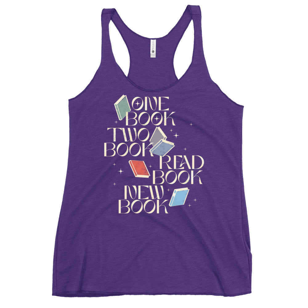 One Book Two Book Read Book New Book Women's Racerback Tank