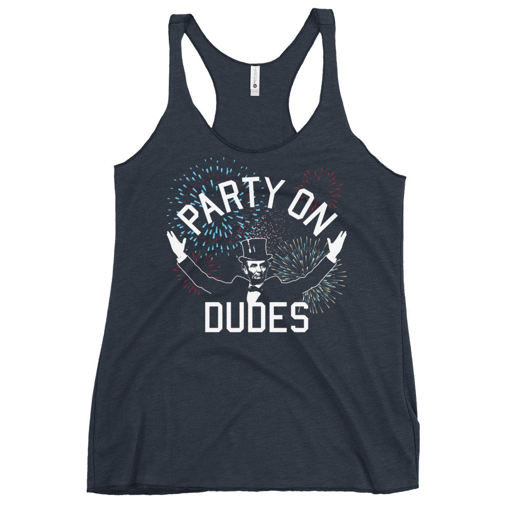 Party On Dudes Women's Racerback Tank