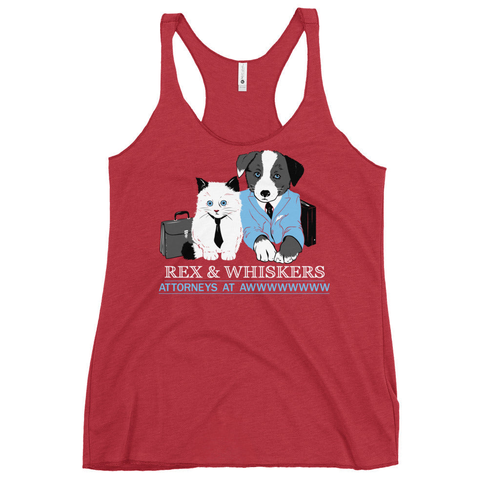 Rex and Whiskers Attorneys Women's Racerback Tank