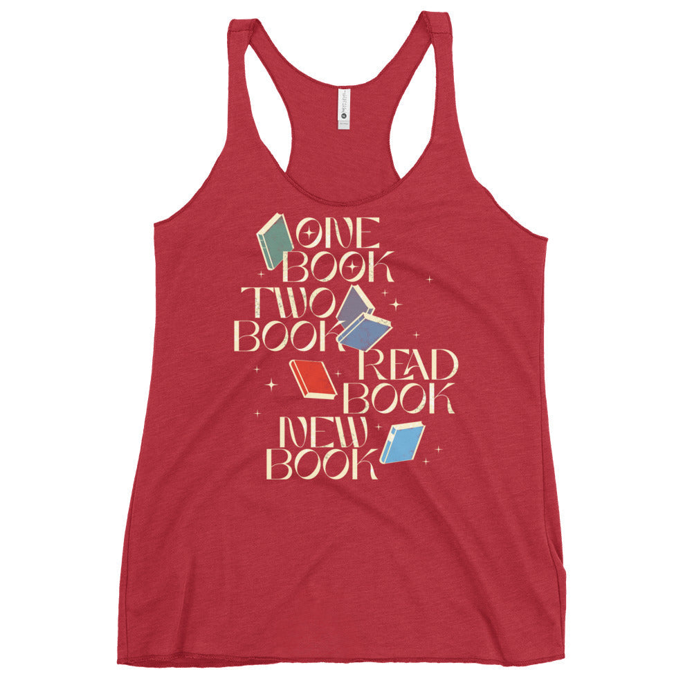 One Book Two Book Read Book New Book Women's Racerback Tank