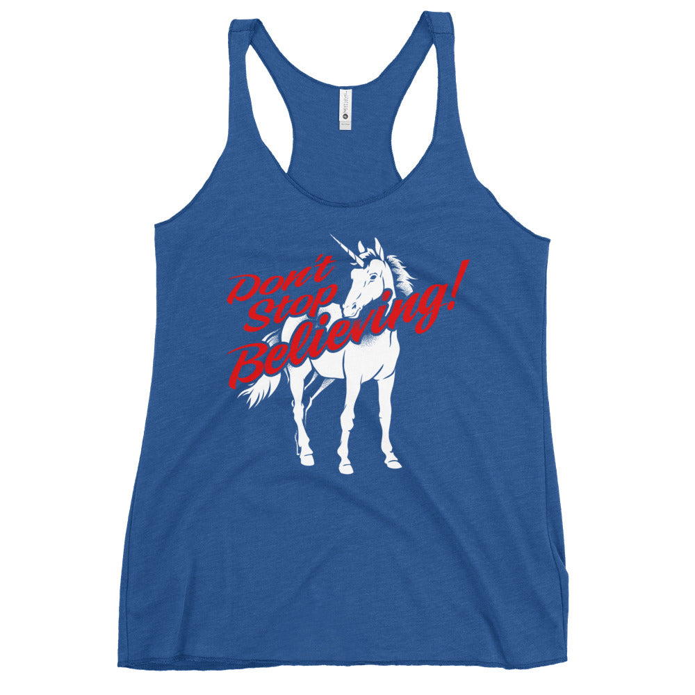 Don't Stop Believing Unicorn Women's Racerback Tank