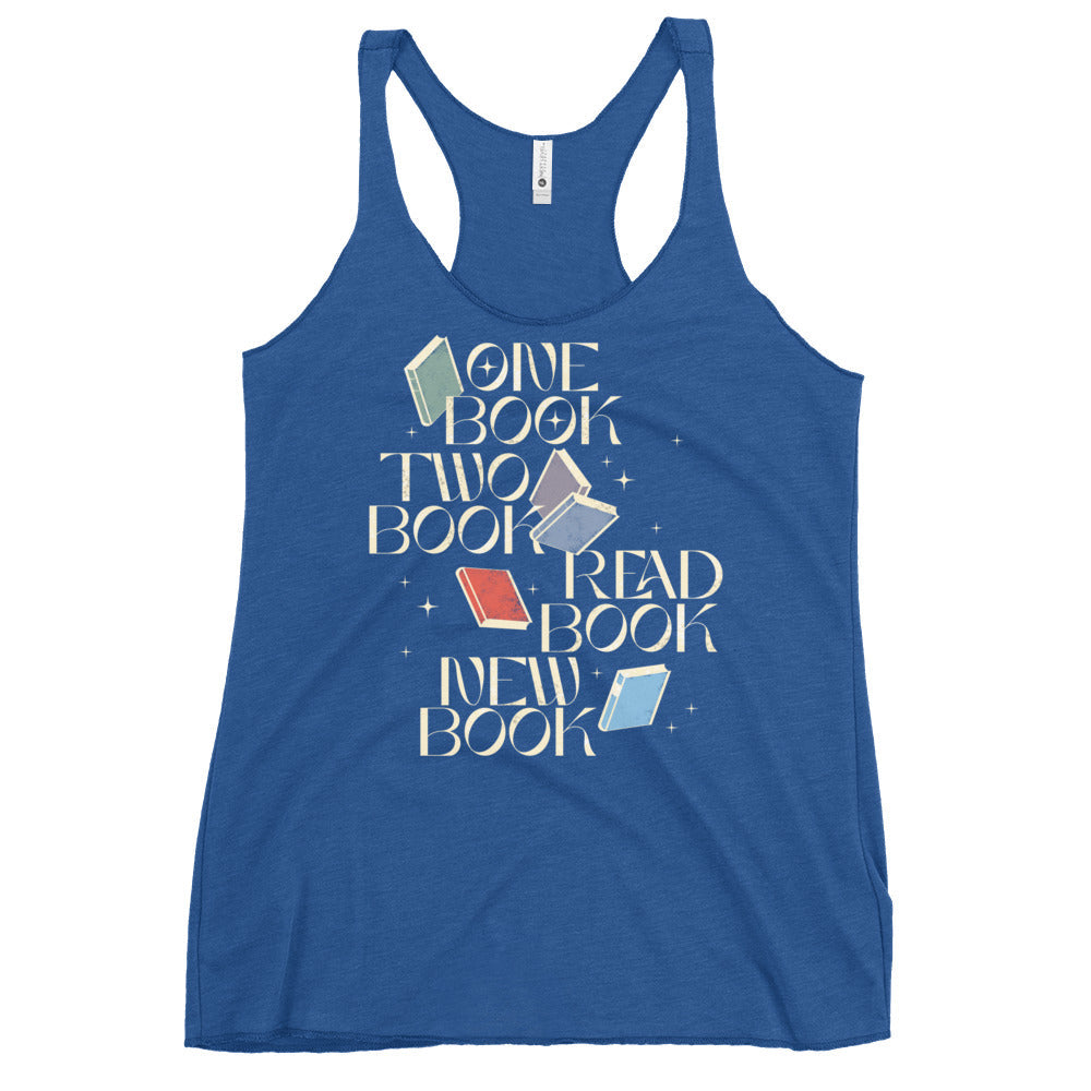 One Book Two Book Read Book New Book Women's Racerback Tank