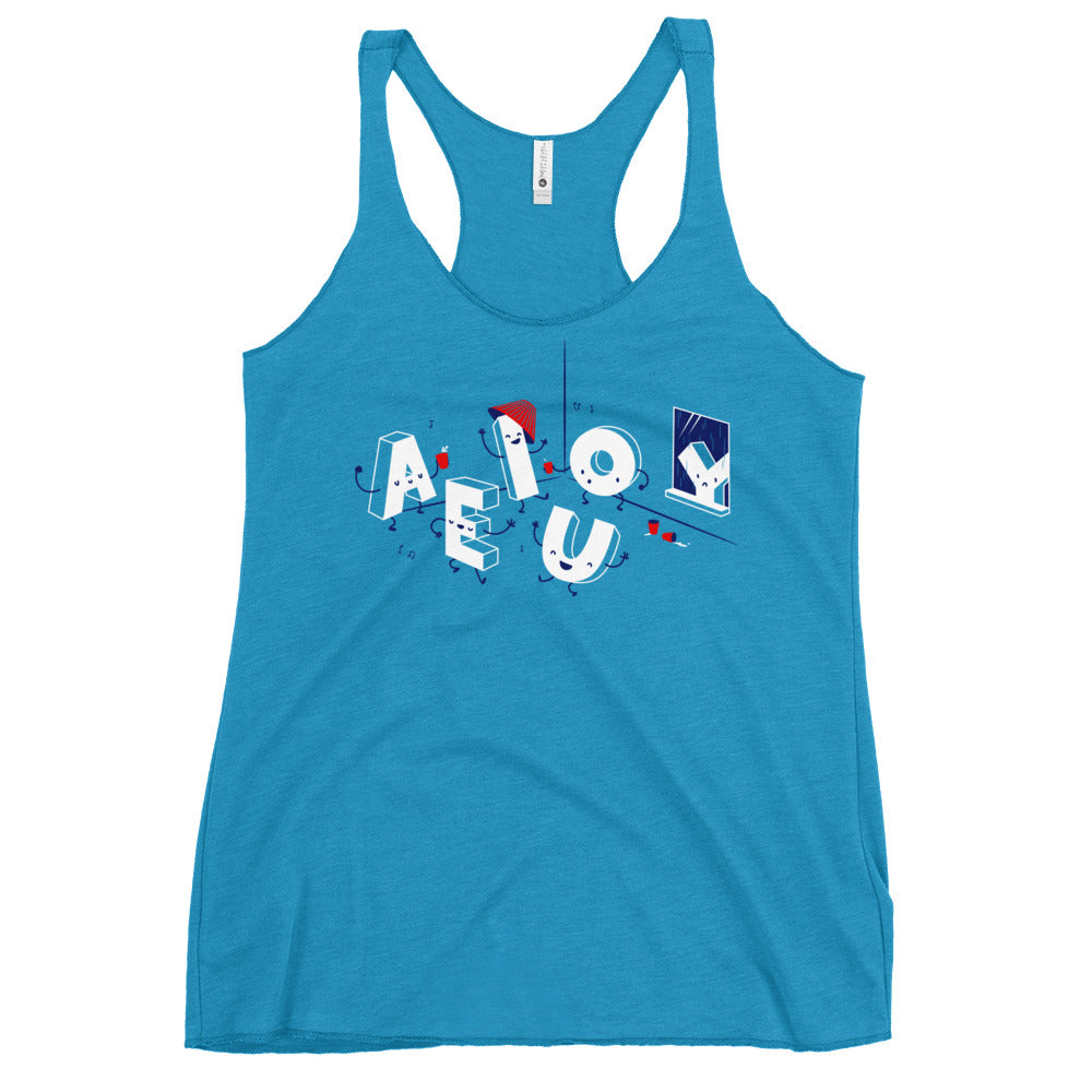 Vowel Party Time Women's Racerback Tank
