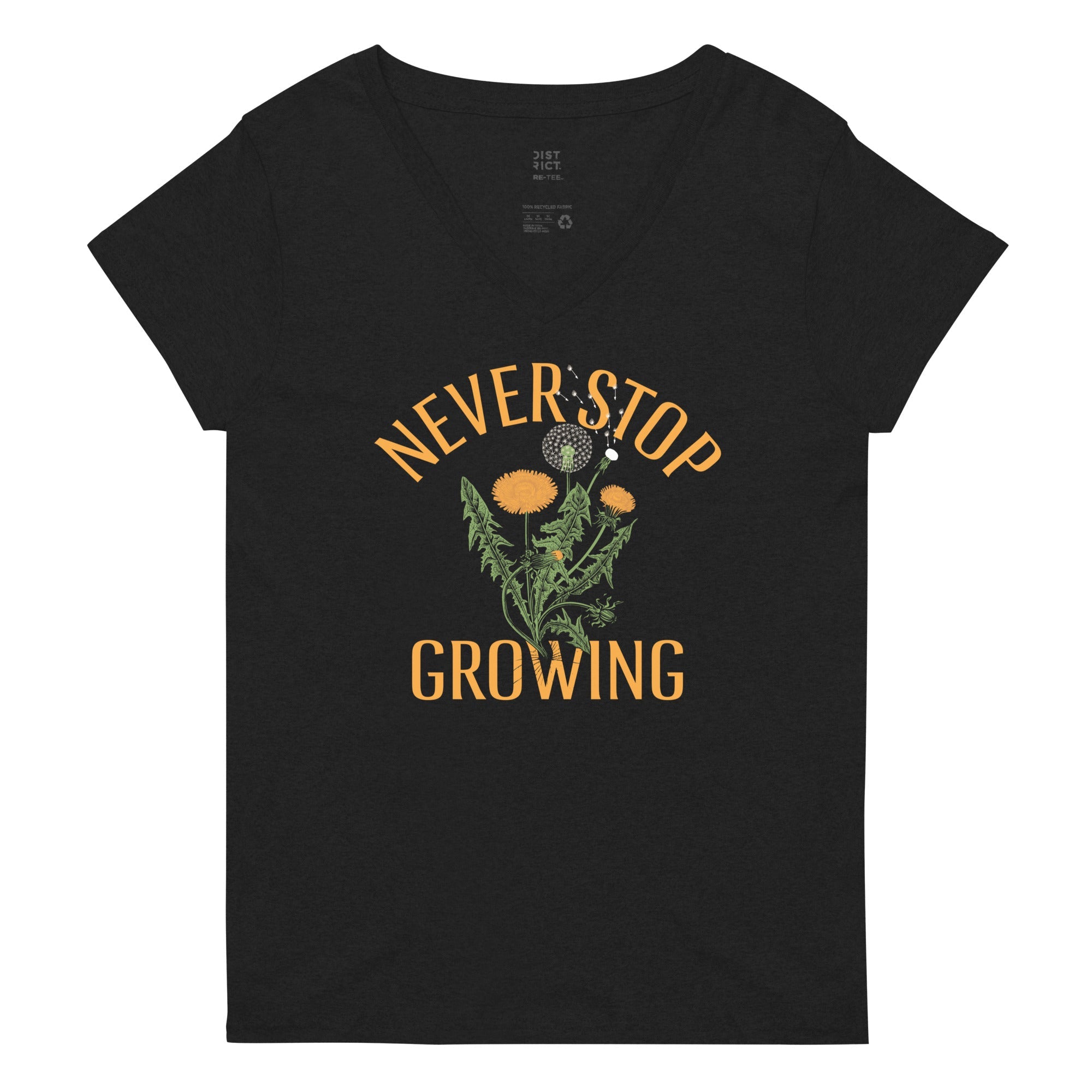 Never Stop Growing Women's V-Neck Tee