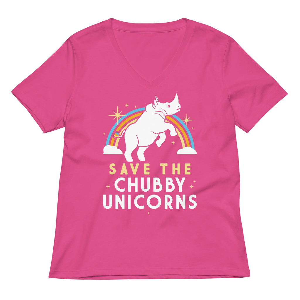 Save The Chubby Unicorns Women's V-Neck Tee