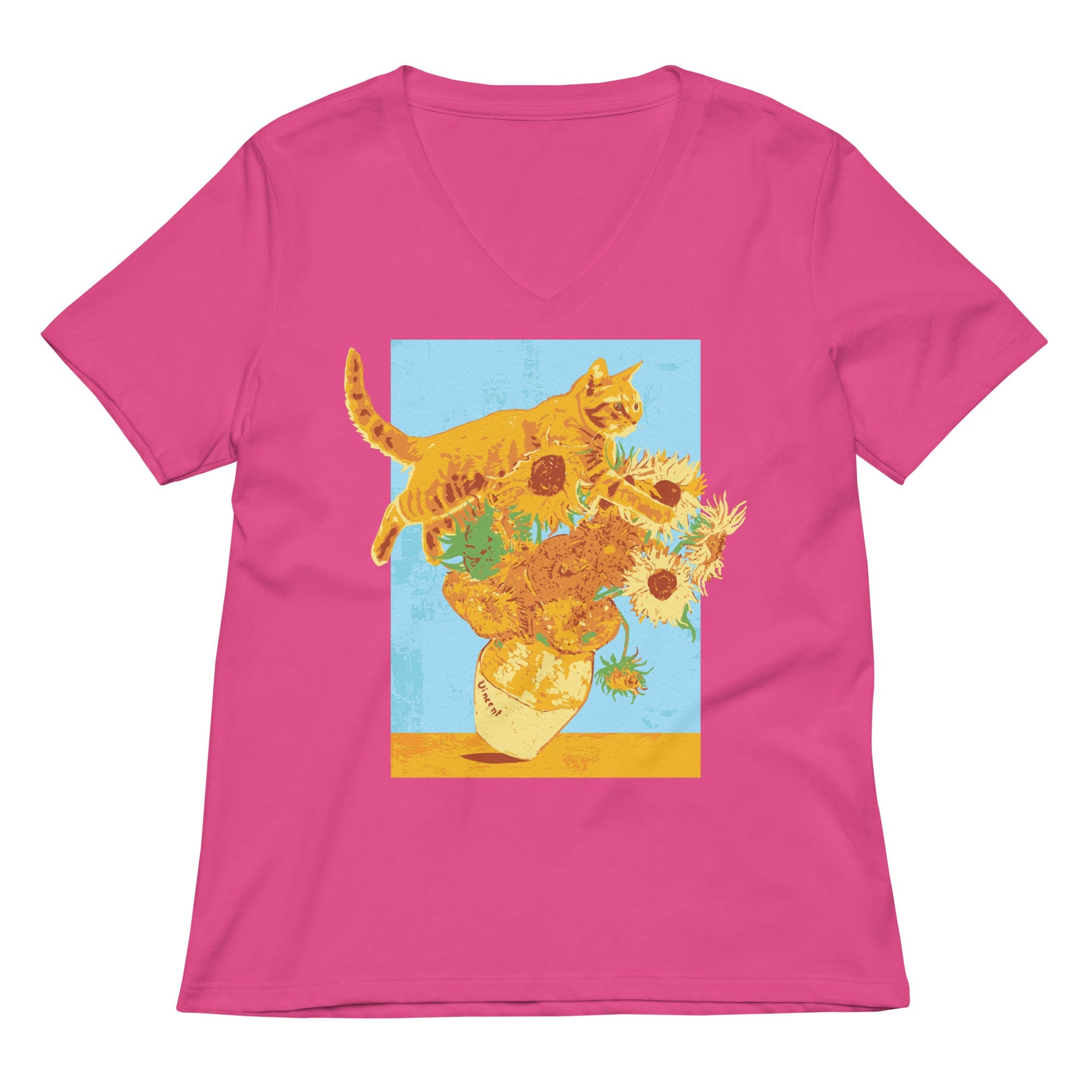 Van Gogh's Cat Women's V-Neck Tee