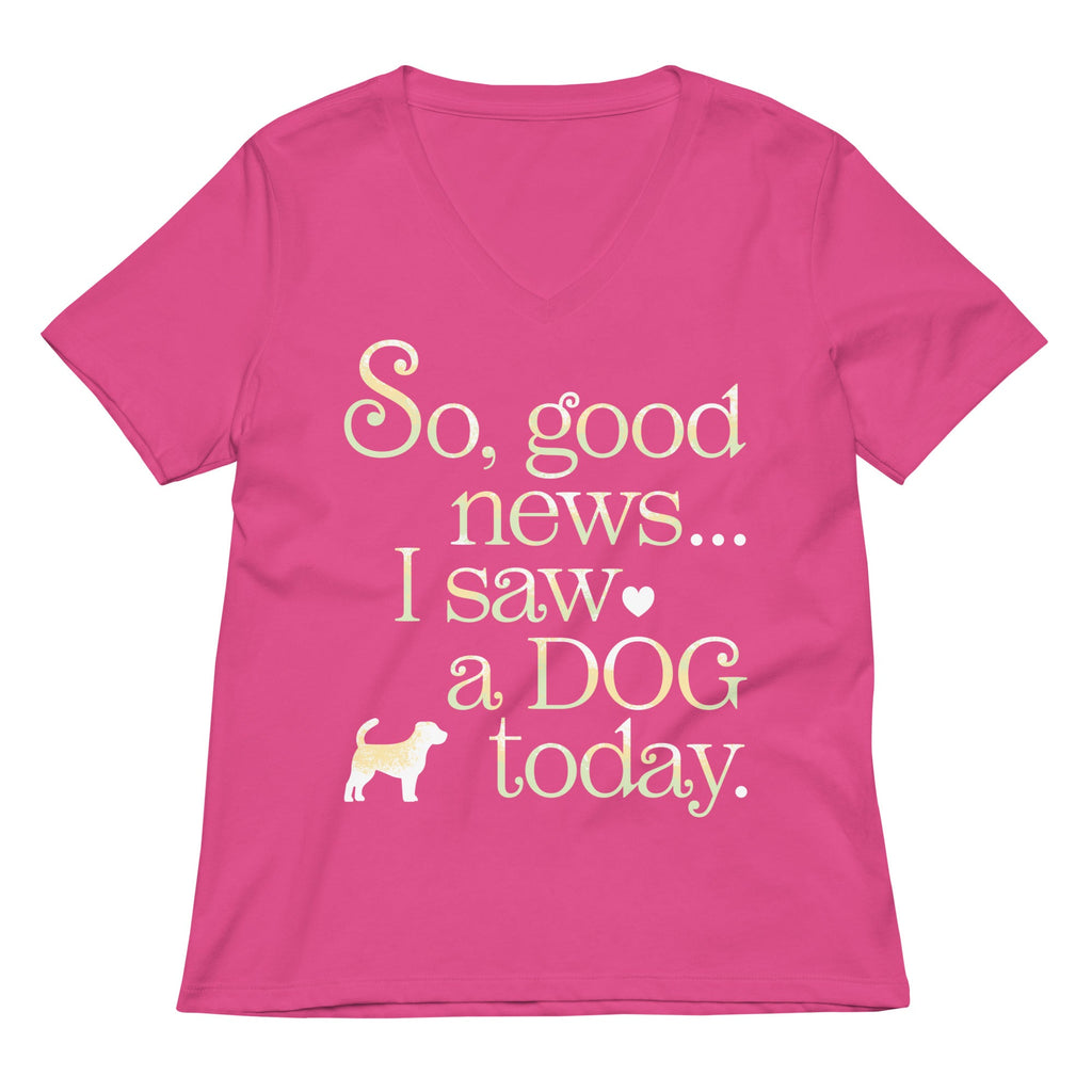 So Good News I Saw A Dog Today Women's V-Neck Tee