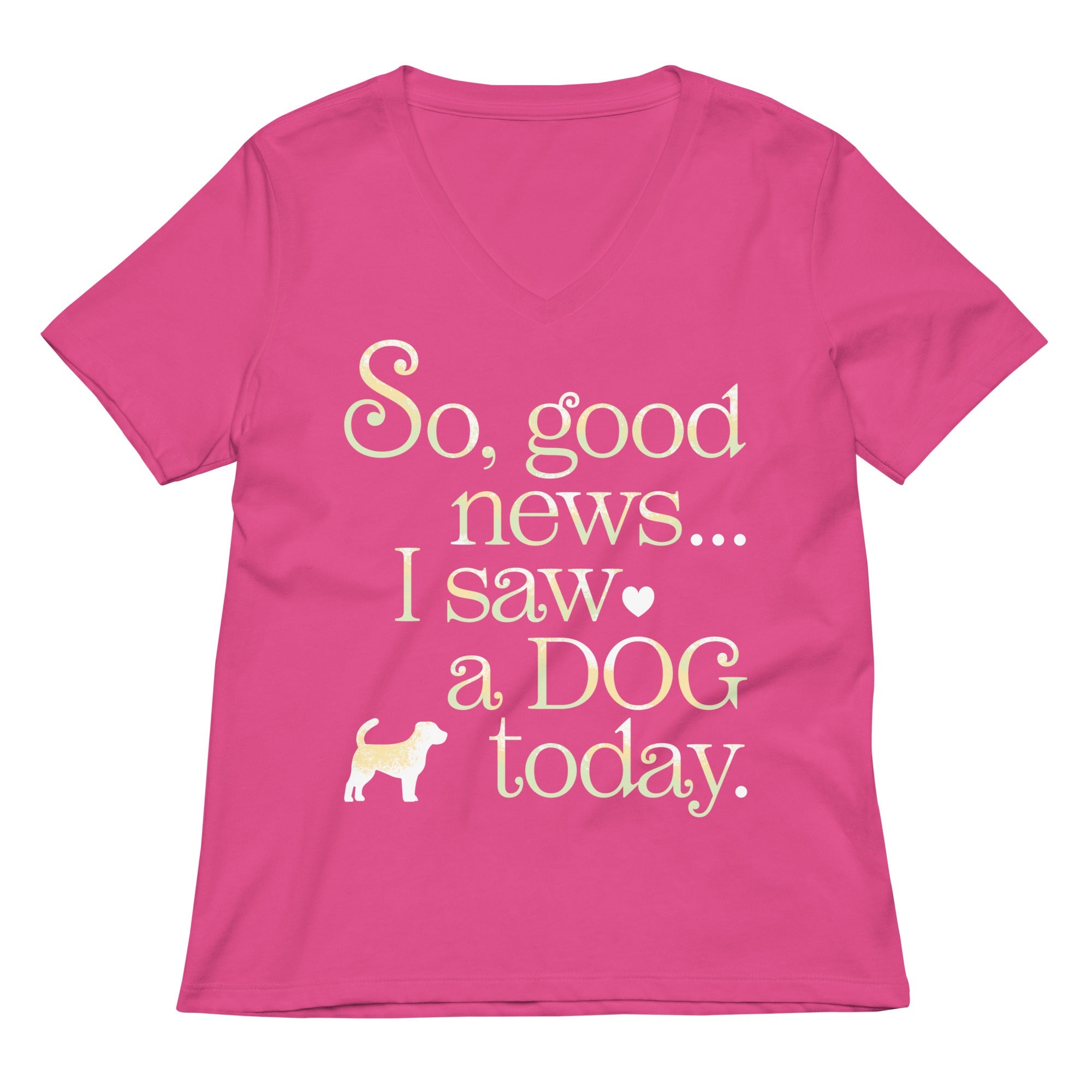 So Good News I Saw A Dog Today Women's V-Neck Tee