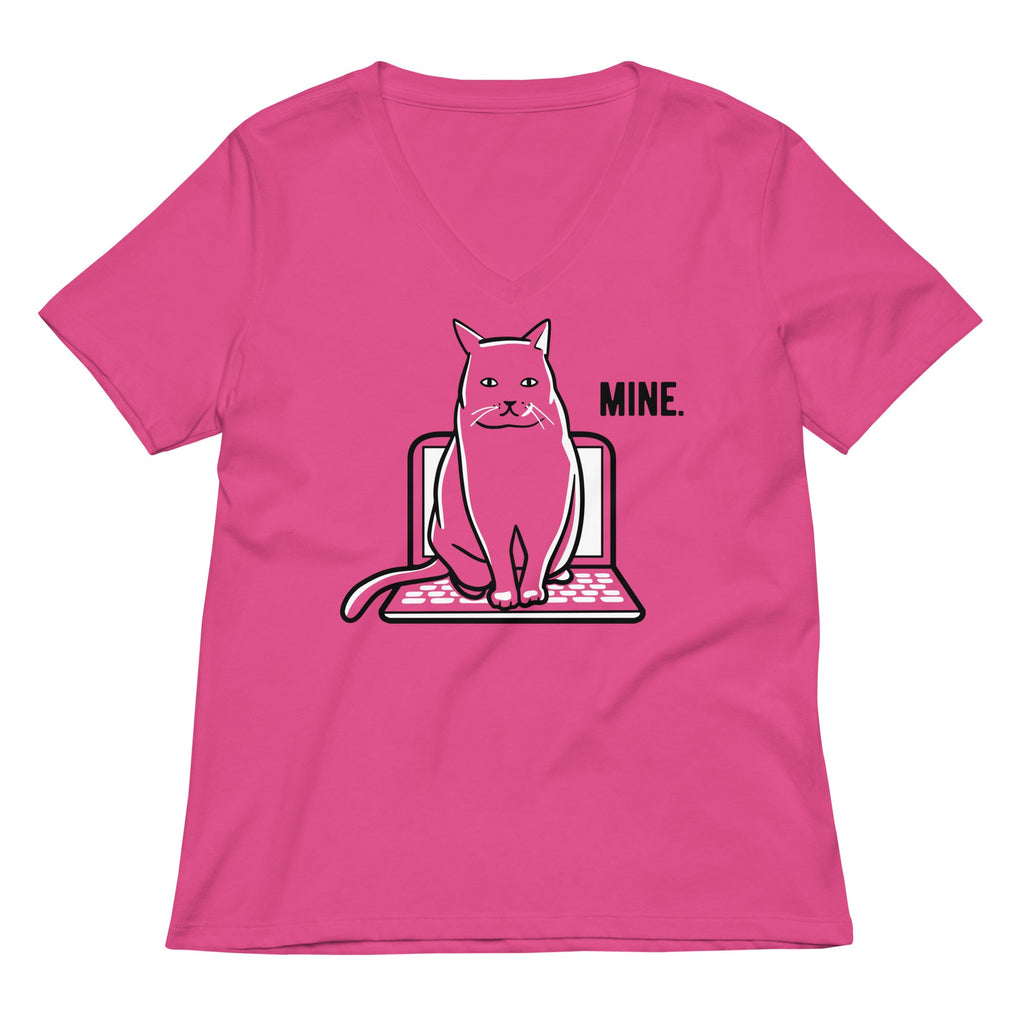Mine Computer Cat Women's V-Neck Tee