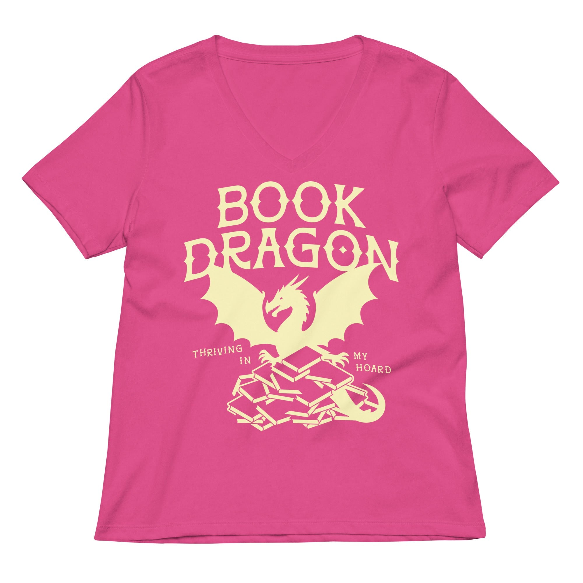 Book Dragon Thriving In My Hoard Women's V-Neck Tee