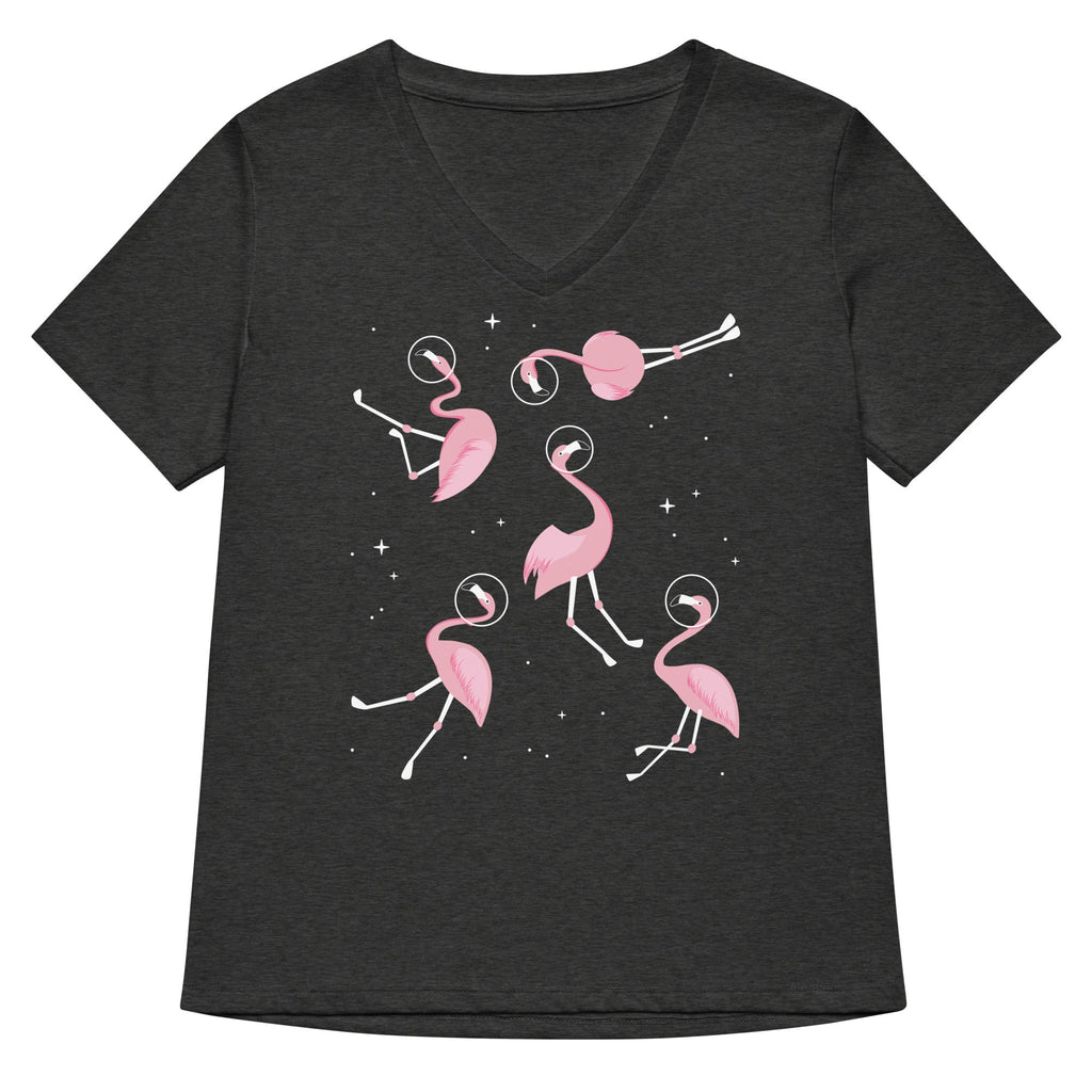 Flamingos In Space Women's V-Neck Tee