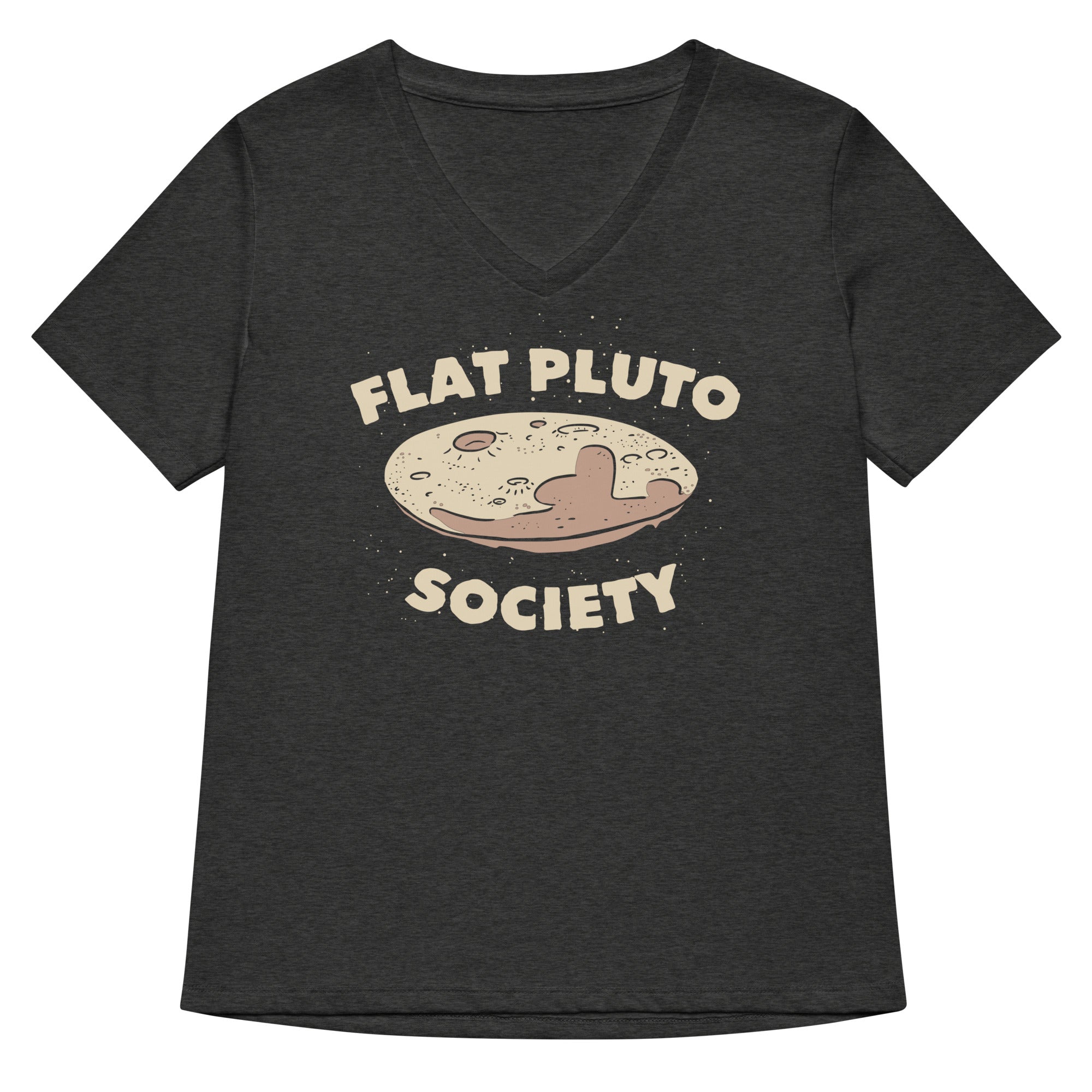 Flat Pluto Society Women's V-Neck Tee