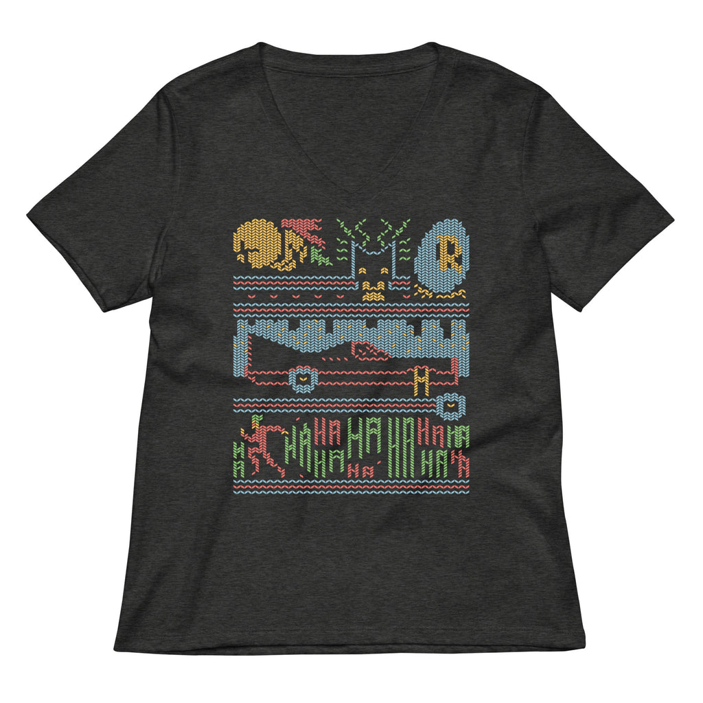 Bat Christmas Sweater Women's V-Neck Tee