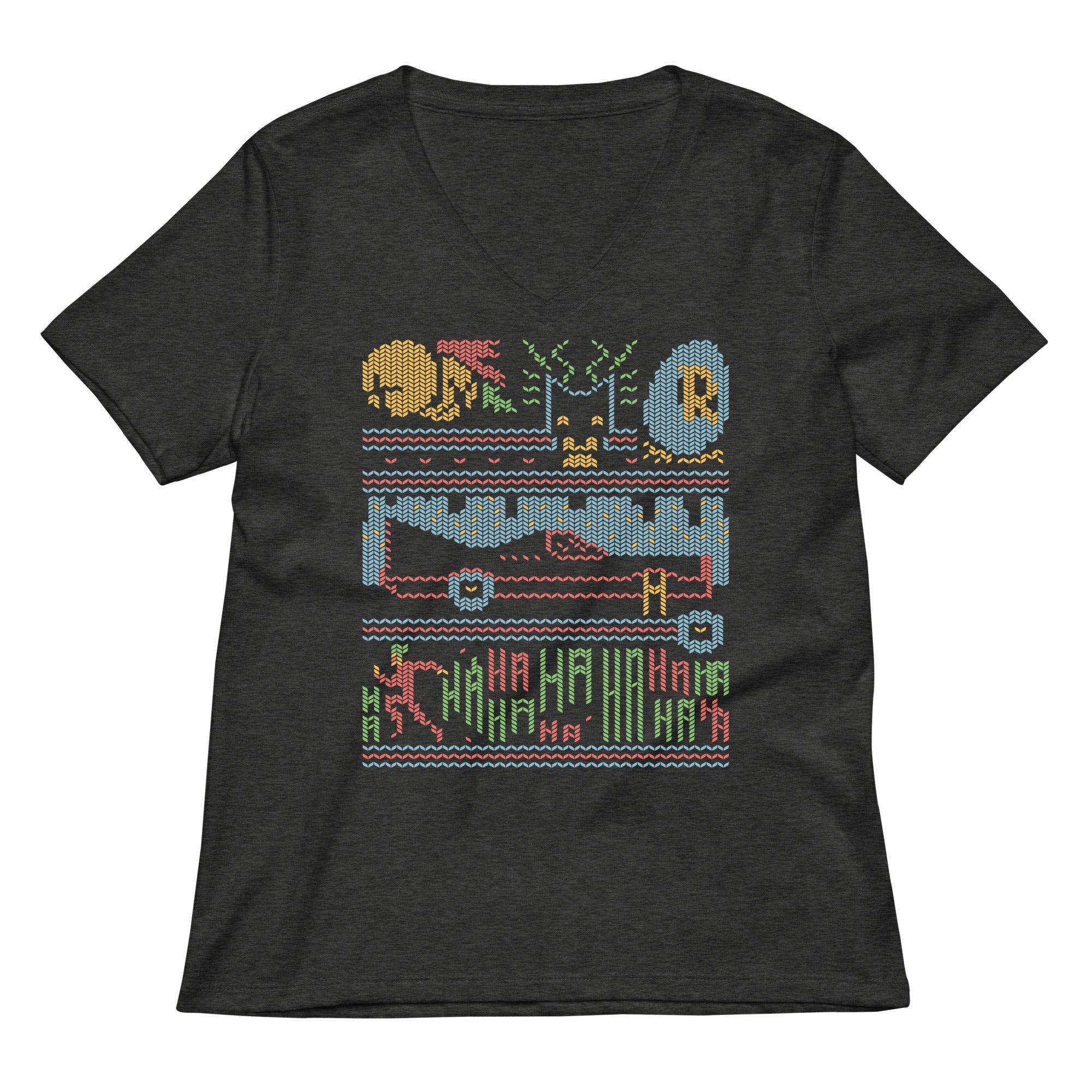 Bat Christmas Sweater Women's V-Neck Tee