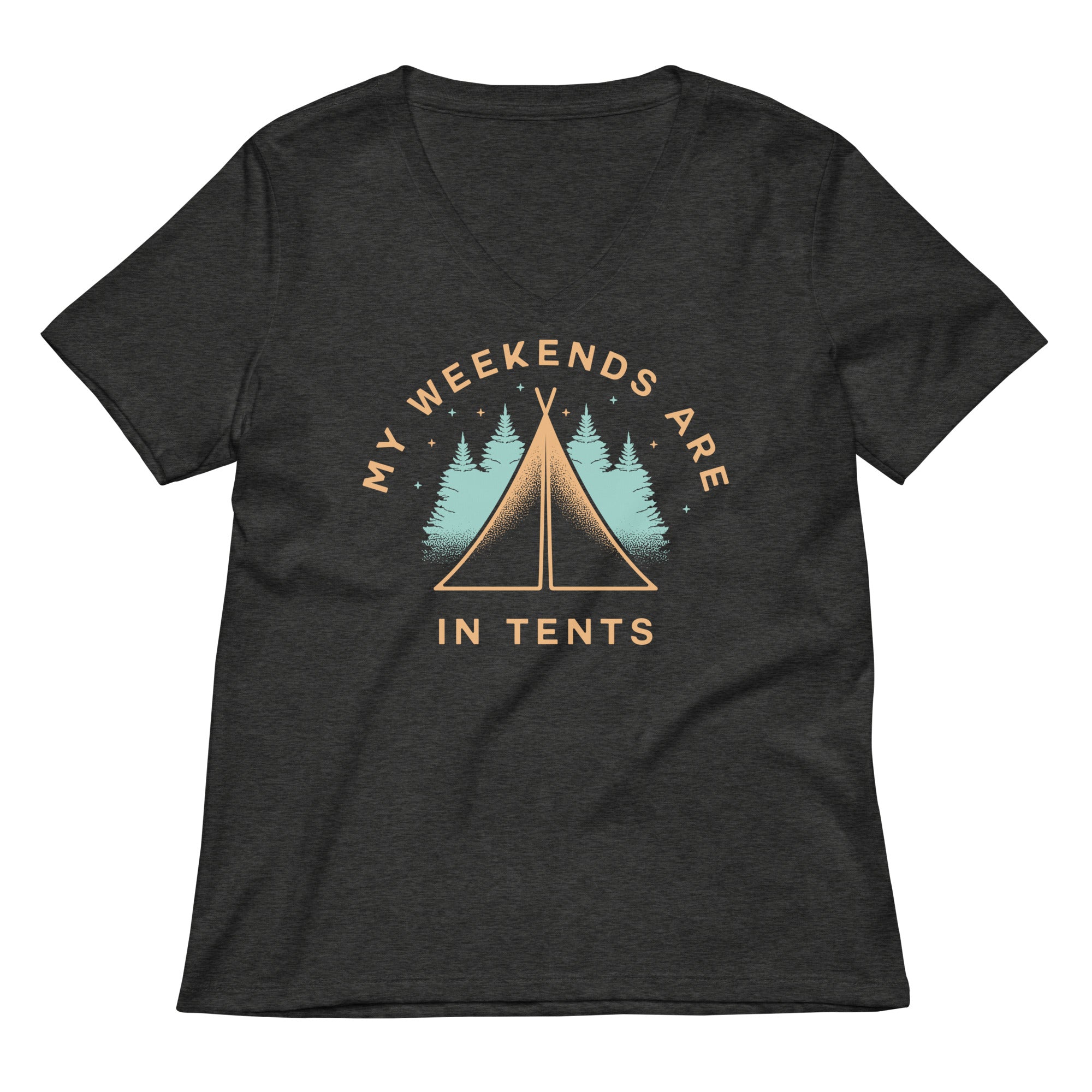 My Weekends Are In Tents Women's V-Neck Tee