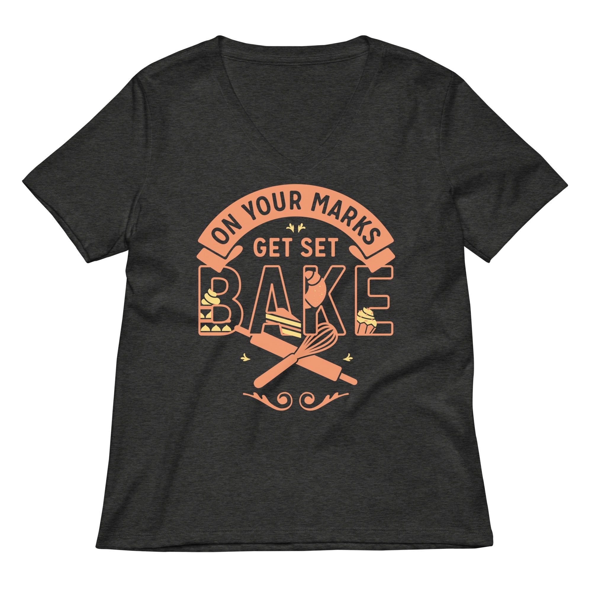On Your Marks Get Set Bake Women's V-Neck Tee