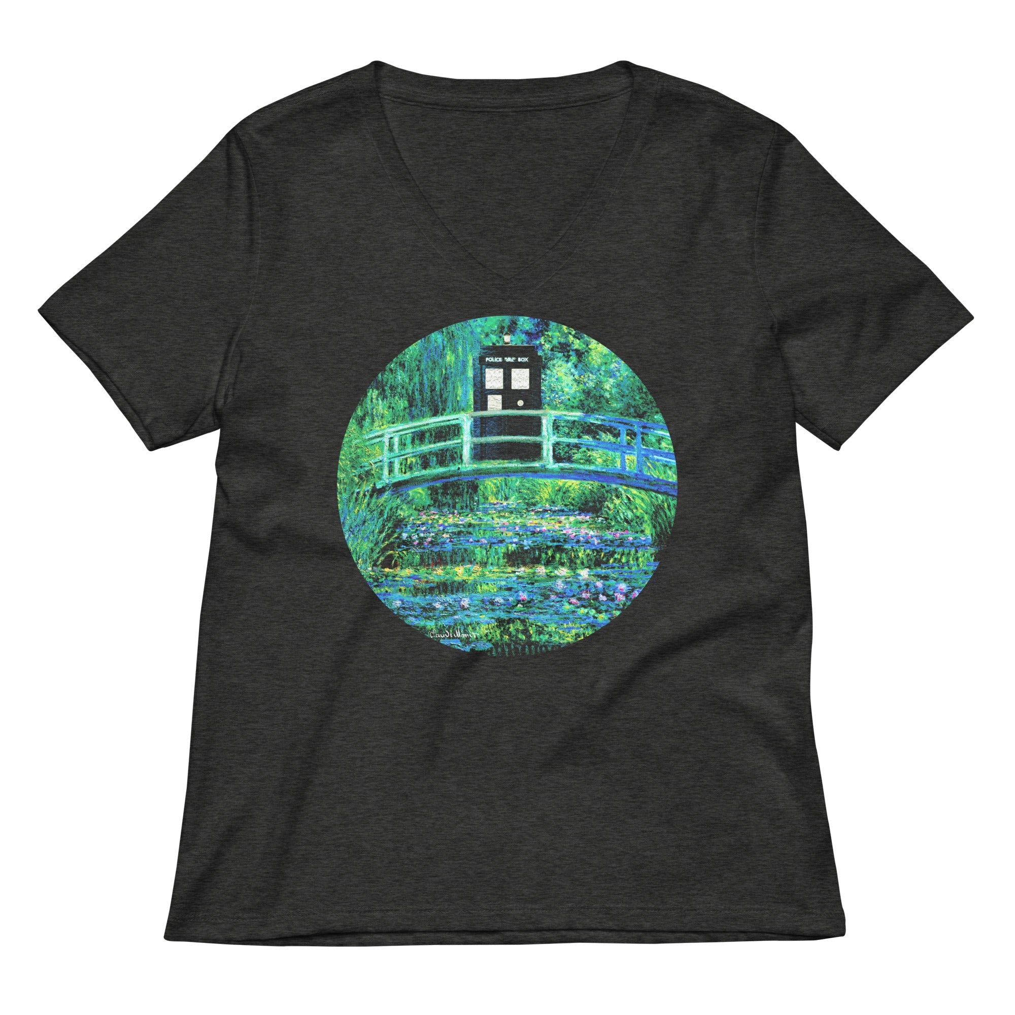 Water Lilies Police Box Women's V-Neck Tee