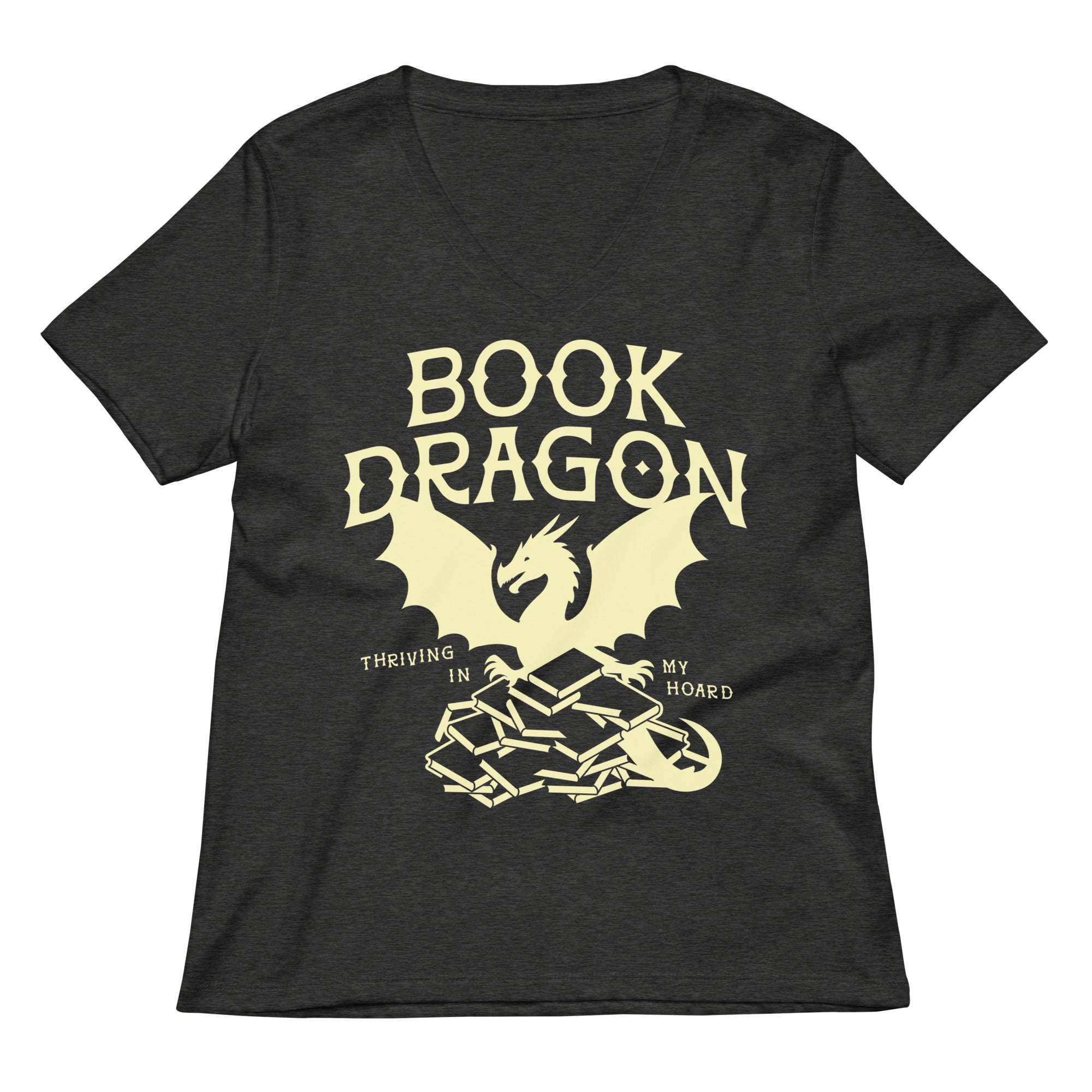 Book Dragon Thriving In My Hoard Women's V-Neck Tee