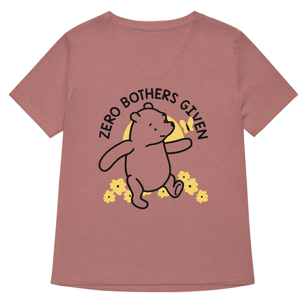 Zero Bothers Given Women's V-Neck Tee