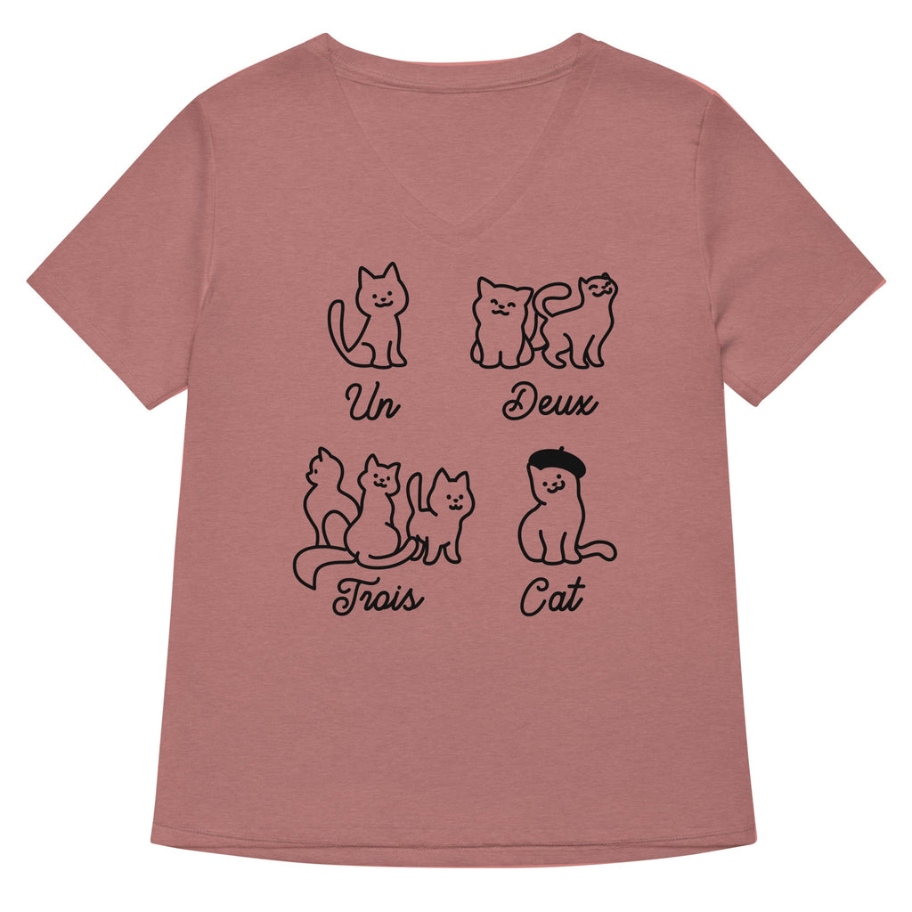 Un Deux Trois Cat Women's V-Neck Tee