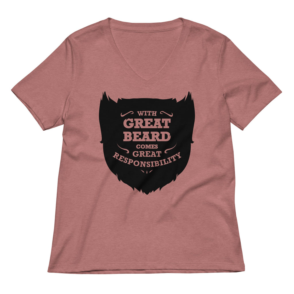 With Great Beard Comes Great Responsibility Women's V-Neck Tee