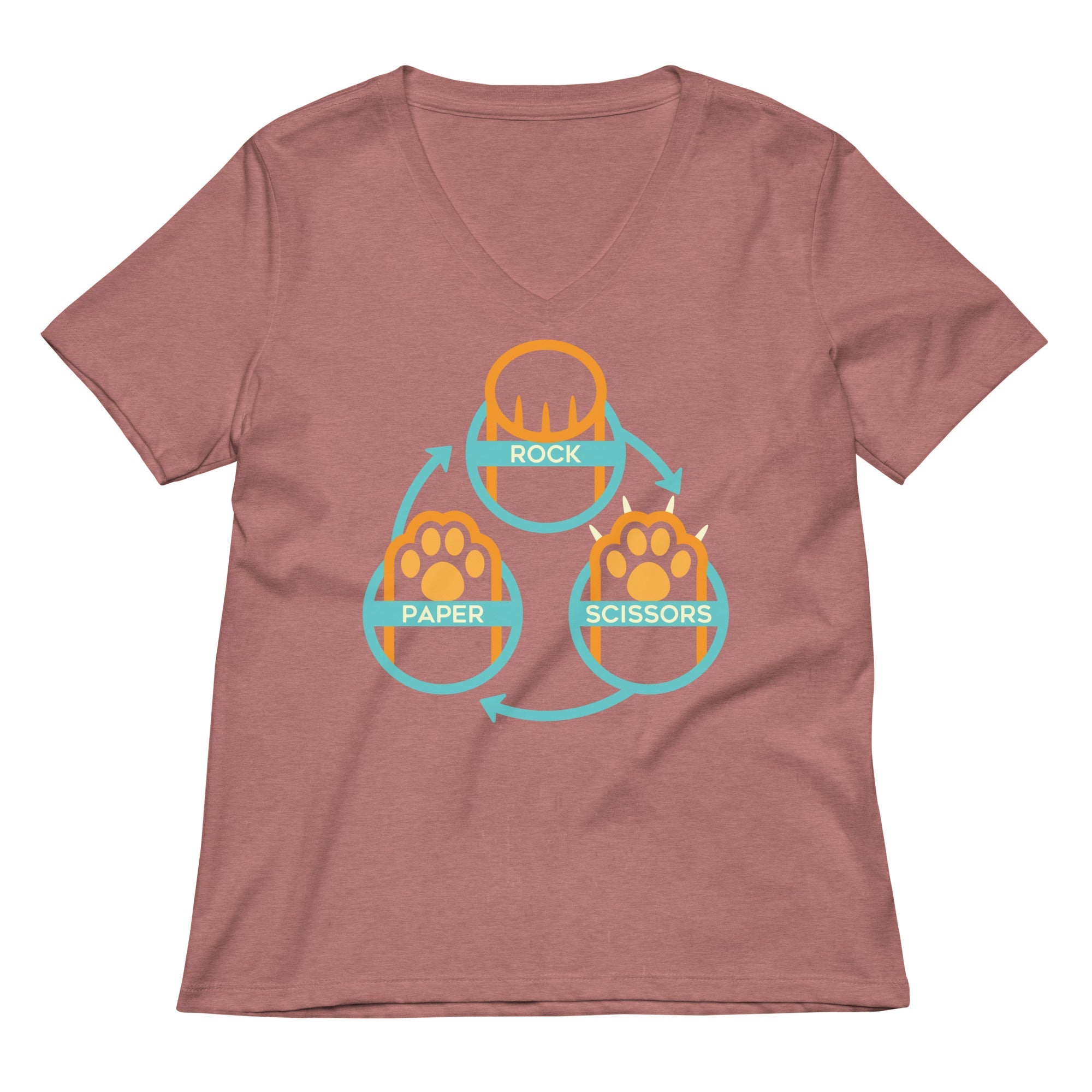 Rock Paper Scissors Paws Women's V-Neck Tee