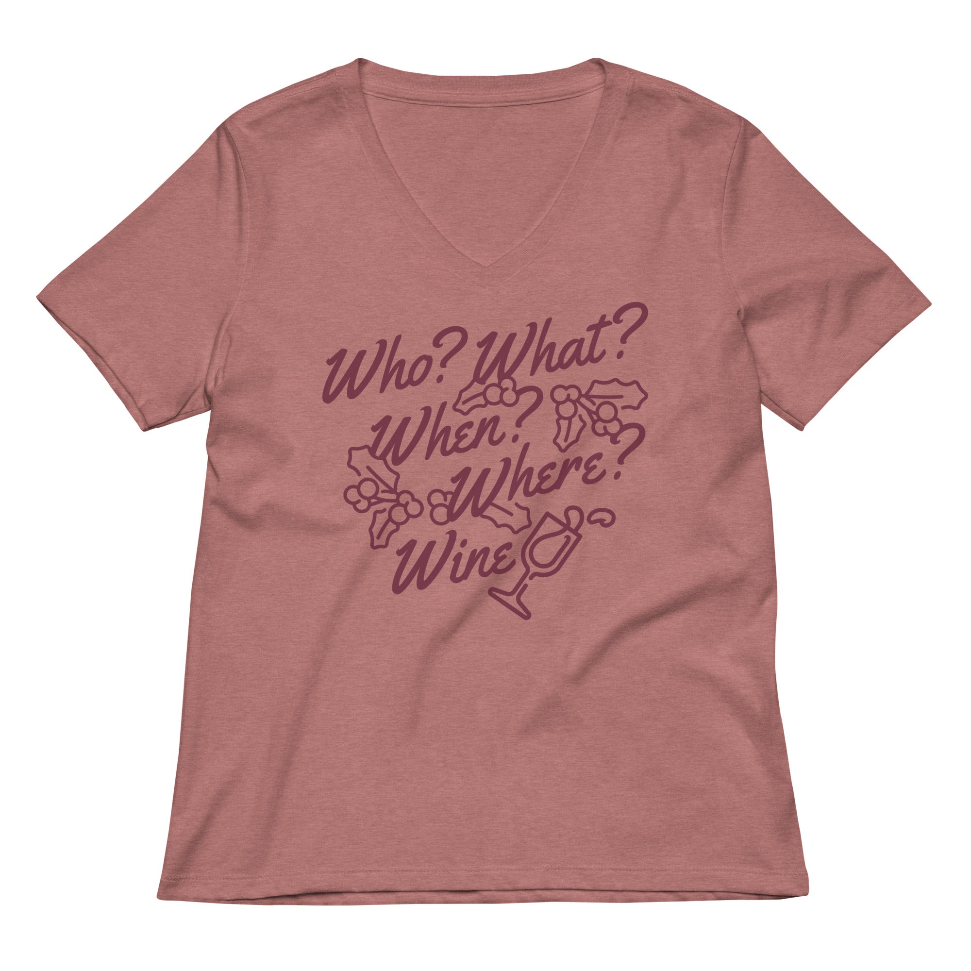 Who? What? When? Where? Wine? Women's V-Neck Tee