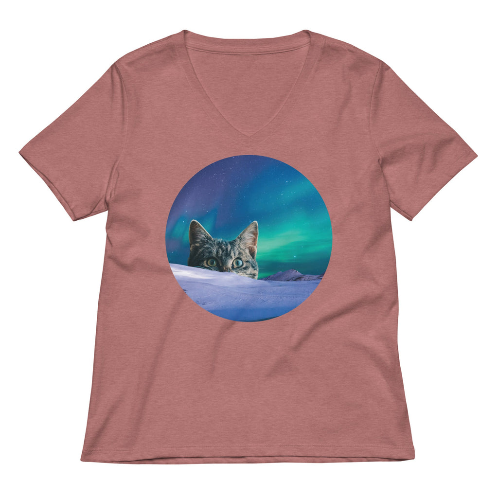 Meowthern Lights Women's V-Neck Tee